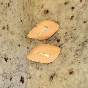 1980's Peach Enamel Pierced Earrings